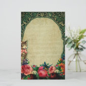 Viktorianische Katz- und Notenmusik Rose Vintag Briefpapier (Stehend Vorderseite)