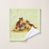 Viktorianische Kätzchen Badhandtuch Set (Waschlappen)