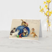 Viktorianische Kätzchen Geburtstagskarte Karte (Gelbe Blume)