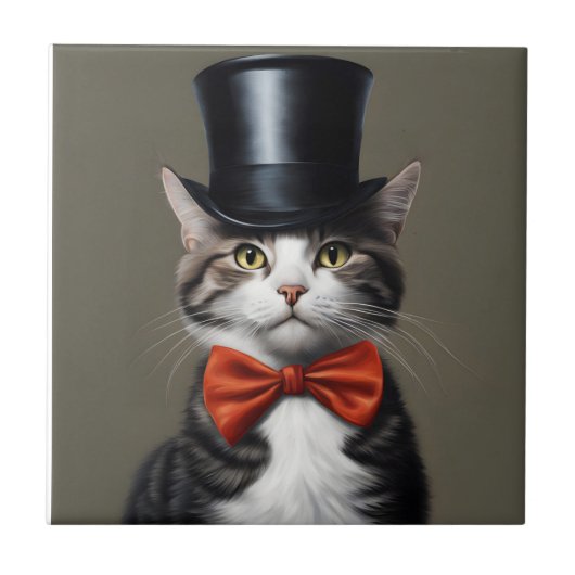 Viktorianische Katze Fliese (Vorderseite)