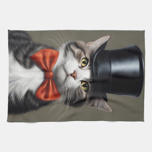 Viktorianische Katze Geschirrtuch (Horizontal)
