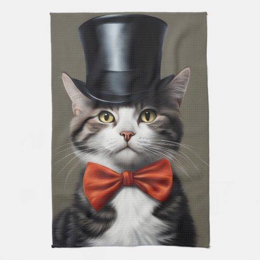 Viktorianische Katze Geschirrtuch (Vertikal)