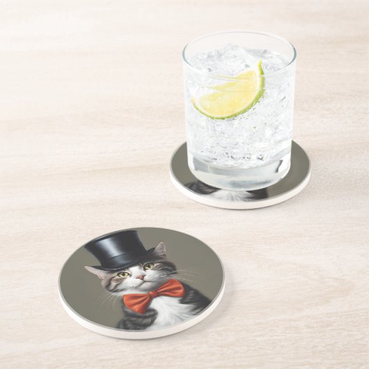 Viktorianische Katze Getränkeuntersetzer (Seite)