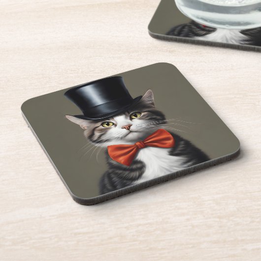 Viktorianische Katze Getränkeuntersetzer (Linke Seite)