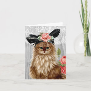 Viktorianische Katze in Hat Notecard gekleidet Karte
