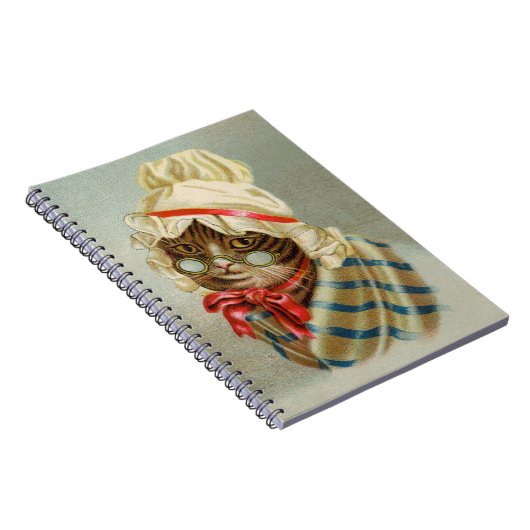 Viktorianische Katze mit Brillen-Spiral-Notebook Notizblock (Rechte Seite)