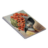 Viktorianische Katze mit Hat 3 Spiral Notebook Notizblock (Rechte Seite)