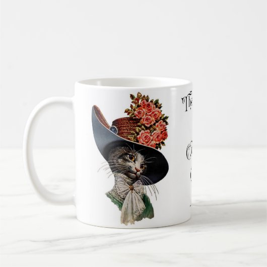 Viktorianische Katze mit Hut Kaffeetasse (Links)