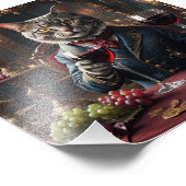 Viktorianische Katze mit Rotwein-Glas Fotodruck (Ecke)