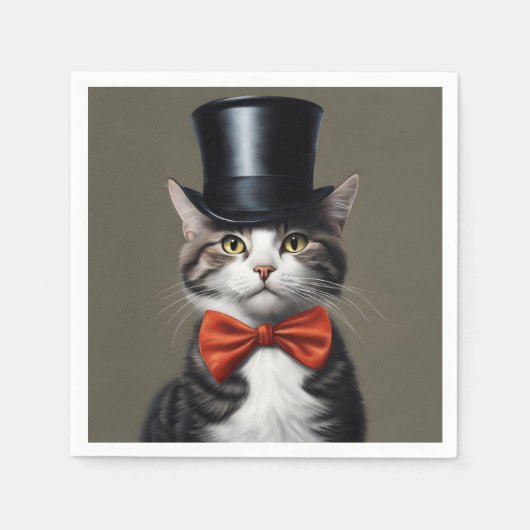 Viktorianische Katze Serviette (Vorderseite)