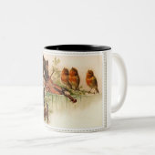 Viktorianische Katze spielt die Violine für Zweifarbige Tasse (VorderseiteRechts)