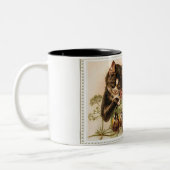 Viktorianische Katze spielt die Violine für Zweifarbige Tasse (Links)