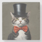 Viktorianische Katze Steinuntersetzer (Vorderseite)