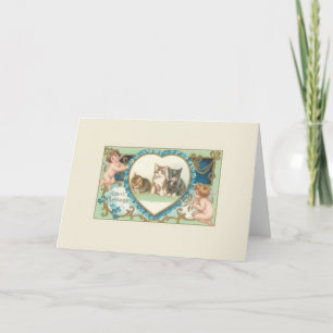 Viktorianische Katze und Cherub Notizkarte Karte