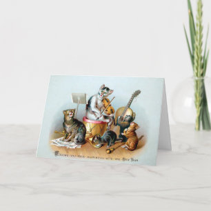 Viktorianische Katzen Neujahrskarte Feiertagskarte