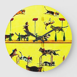 Viktorianische Katzen-Taten-Vintages Große Wanduhr