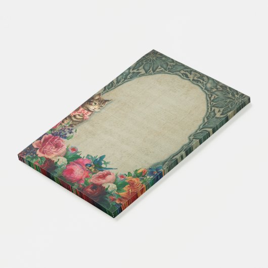 Viktorianische Katzen und Blume Post-it Klebezettel (angewinkelt)