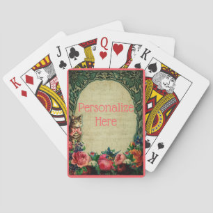 Viktorianische Katzennotenblätter Blumen vintage g Spielkarten
