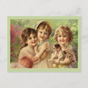 Viktorianische Kinder 3 Kleine Mädchen Antike Post Postkarte