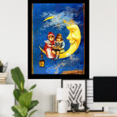 Viktorianische Kinder auf dem Mond Vintage Poster (Heimbüro)