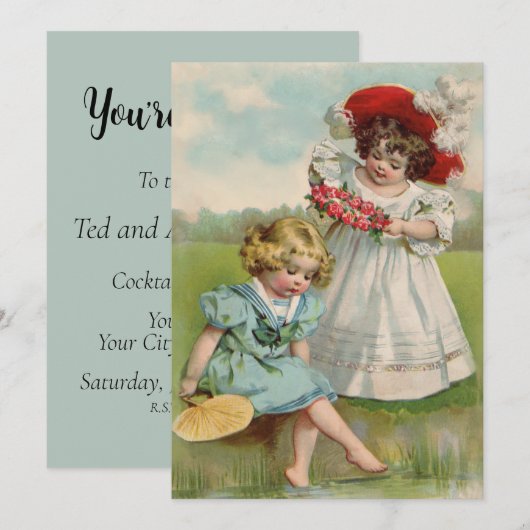 Viktorianische Kinder Einladung (Vorne/Hinten)