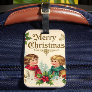 Viktorianische Kinder Frohe Weihnachten vintage Gepäckanhänger