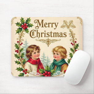 Viktorianische Kinder Frohe Weihnachten vintage Mousepad