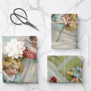 Viktorianische Kinder Geschenkpapier Set