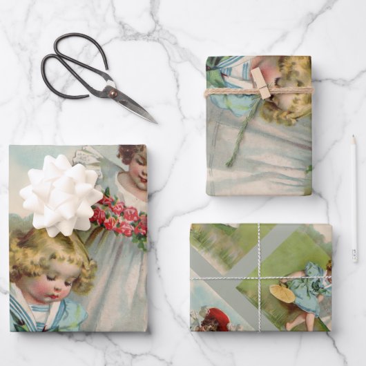 Viktorianische Kinder Geschenkpapier Set (Vorderseite)