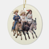 Viktorianische Kinder und Pferde Keramikornament (Links)