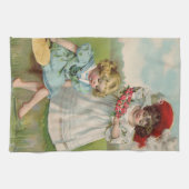 Viktorianische Kinder Uralter Sommer Mädchen Garte Geschirrtuch (Horizontal)