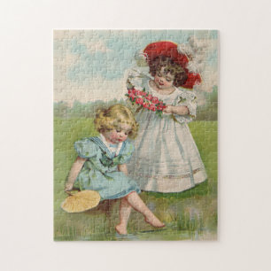 Viktorianische Kinder Vintage Sommer Mädchen Garte Puzzle