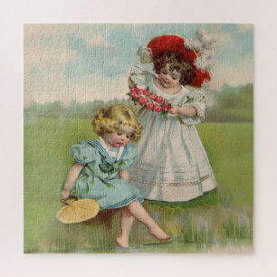 Viktorianische Kinder Vintage Sommer Mädchen Garte Puzzle