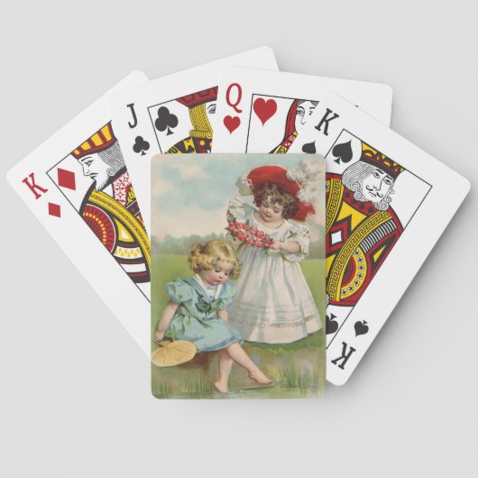Viktorianische Kinder Vintage Sommer Mädchen Garte Spielkarten (Rückseite)