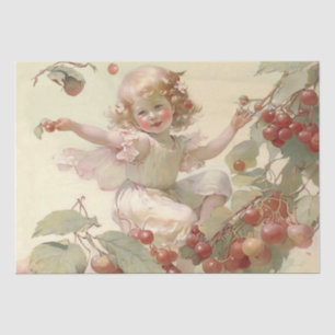 Viktorianische „Kirschfee“ in einem Obstbaum Seidenpapier