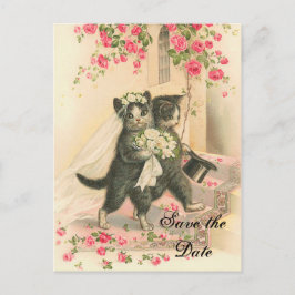 Viktorianische Kitten Wedding Save the Date Ankündigungspostkarte