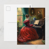 Viktorianische Klavierspielerin, Ölmalerin Postkarte (Vorne/Hinten)