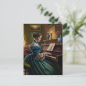 Viktorianische Klavierspielerin Postkarte (Stehend Vorderseite)