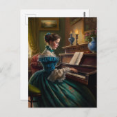 Viktorianische Klavierspielerin Postkarte (Vorne/Hinten)