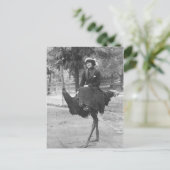 Viktorianische komische Frau Riding Ostrich Postkarte (Stehend Vorderseite)