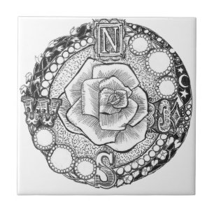 Viktorianische Kompass-Rose Fliese