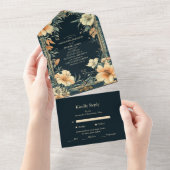 Viktorianische Königliche Hochzeit All In One Einladung (Abreißen)