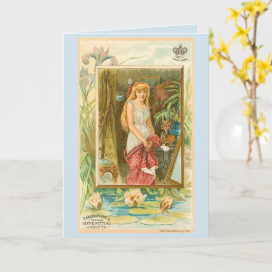 Viktorianische Korsetwerbung Karte (Gelbe Blume)