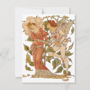 Viktorianische Kunst, Rose von Walter Crane Einlad Einladung