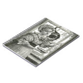 Viktorianische Lady and Cat Spiral Notebook Notizblock (Linke Seite)