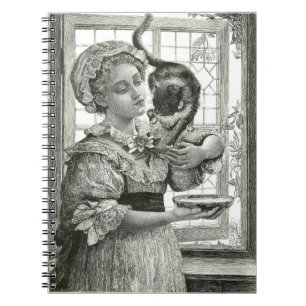 Viktorianische Lady and Cat Spiral Notebook Notizblock