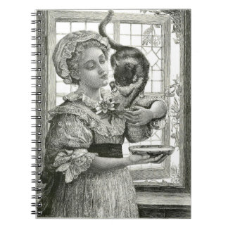 Viktorianische Lady and Cat Spiral Notebook Notizblock