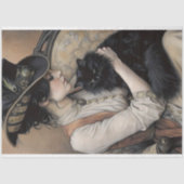 Viktorianische Lady Black Cat Decoupage Seidenpapier (Vorderseite)