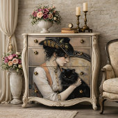 Viktorianische Lady Black Cat Decoupage Seidenpapier