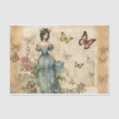 Viktorianische Lady & Butterfliegen Vintage Dekoup Seidenpapier (Vorderseite)